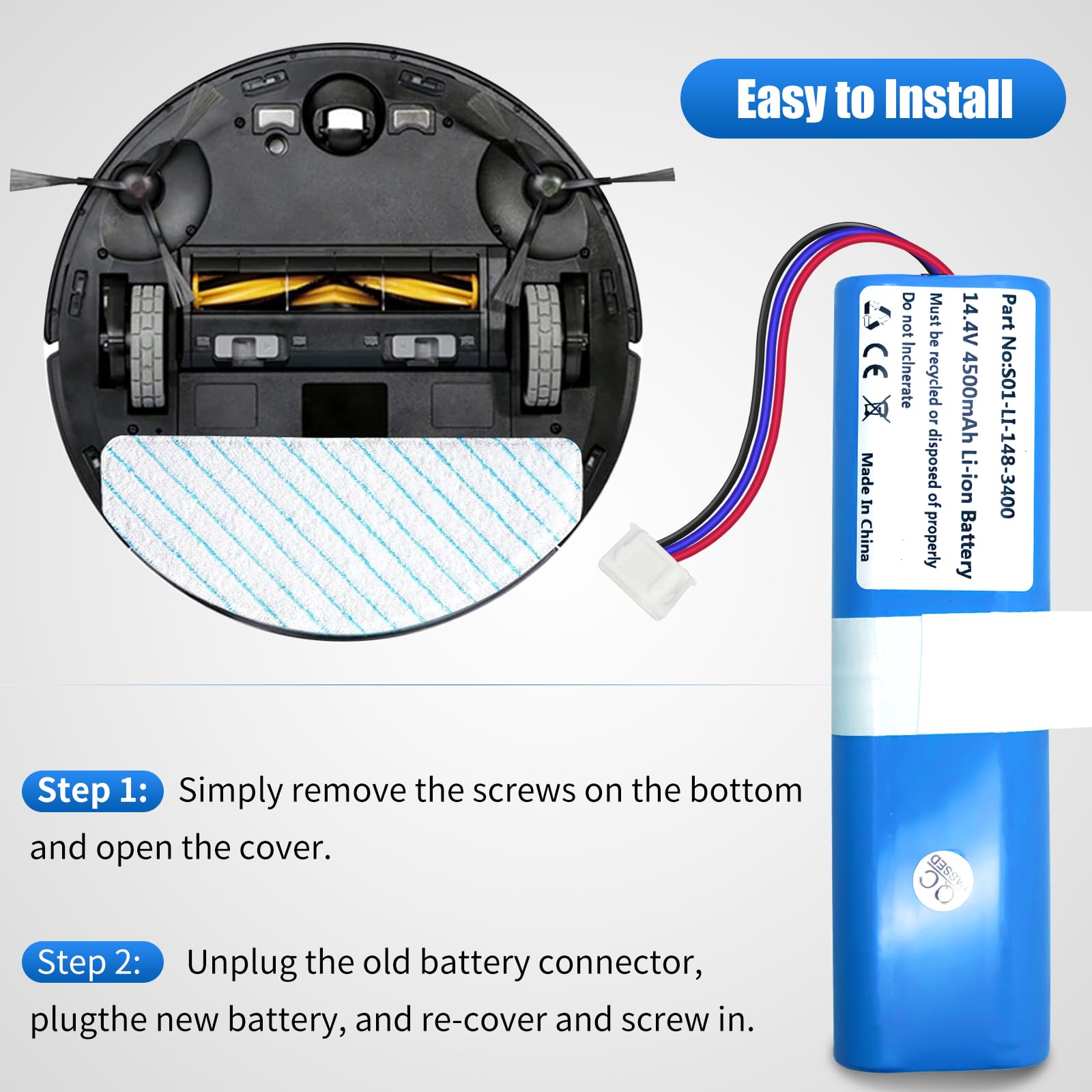 Mspalocell 4500mAh/14.4V Ersatzakku für Ecovacs Deebot N8,N8 ,N8 Pro,N8
