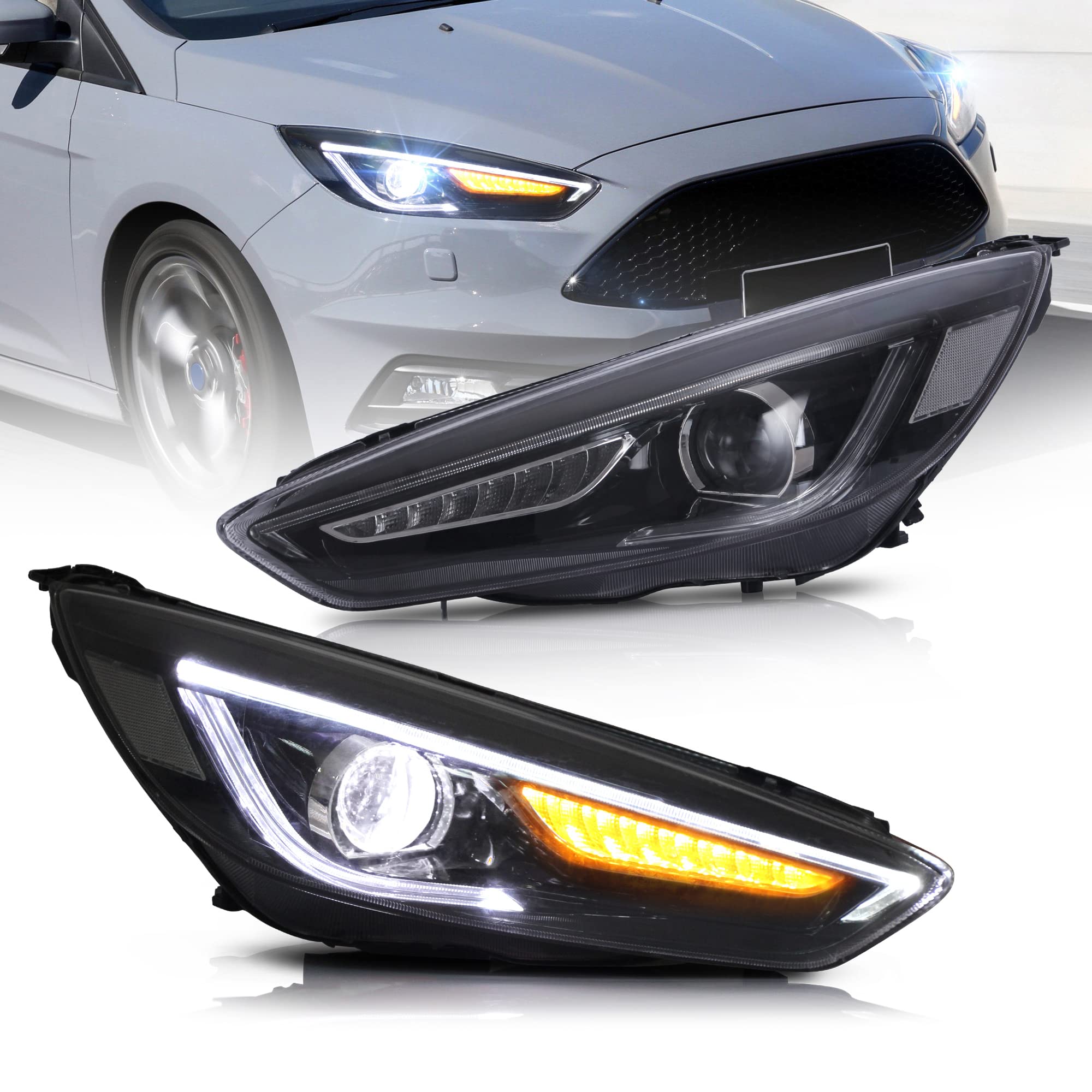 VLAND FORD FOCUS mk3 ヘッドライト VLAND LED Dual Beam Projector Headlights Compatible For Ford Focus
