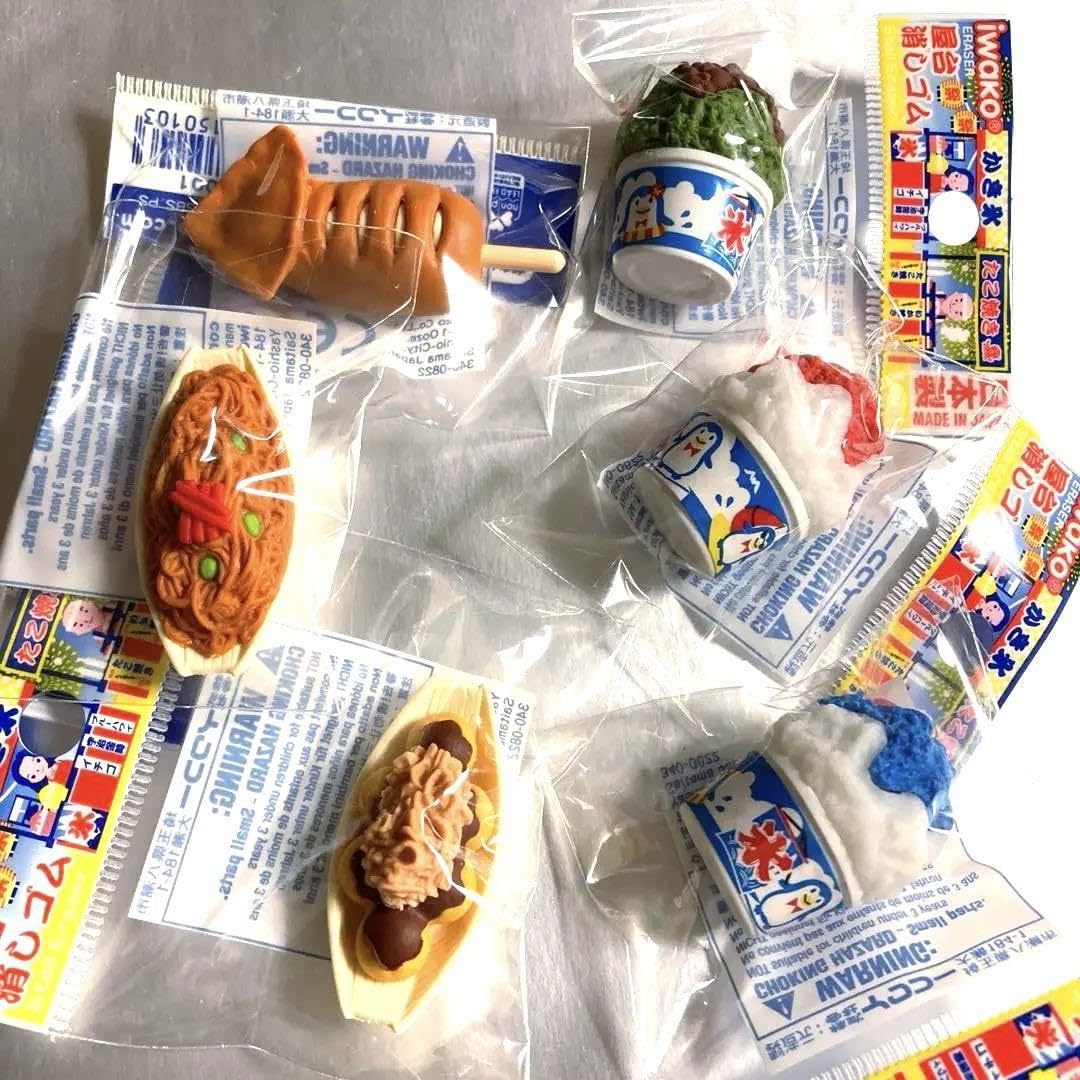 Amazon | おもしろ消しゴム 屋台 6種 夏祭 かき氷 たこ焼き 焼きそば