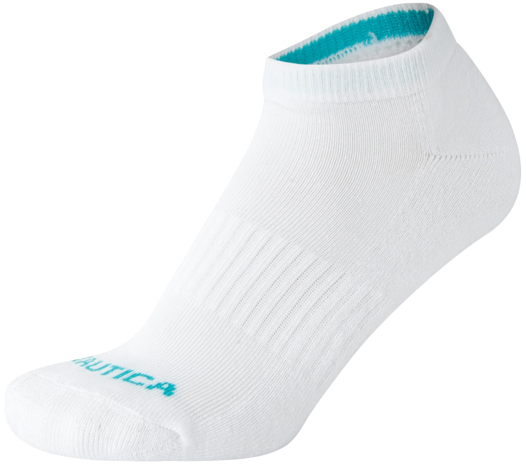 Nautica Women's Low Cut Moisture Control Athletic Socks with Cushioned Comfort (12 Pack) (Solid White, Shoe Size: 4-10)