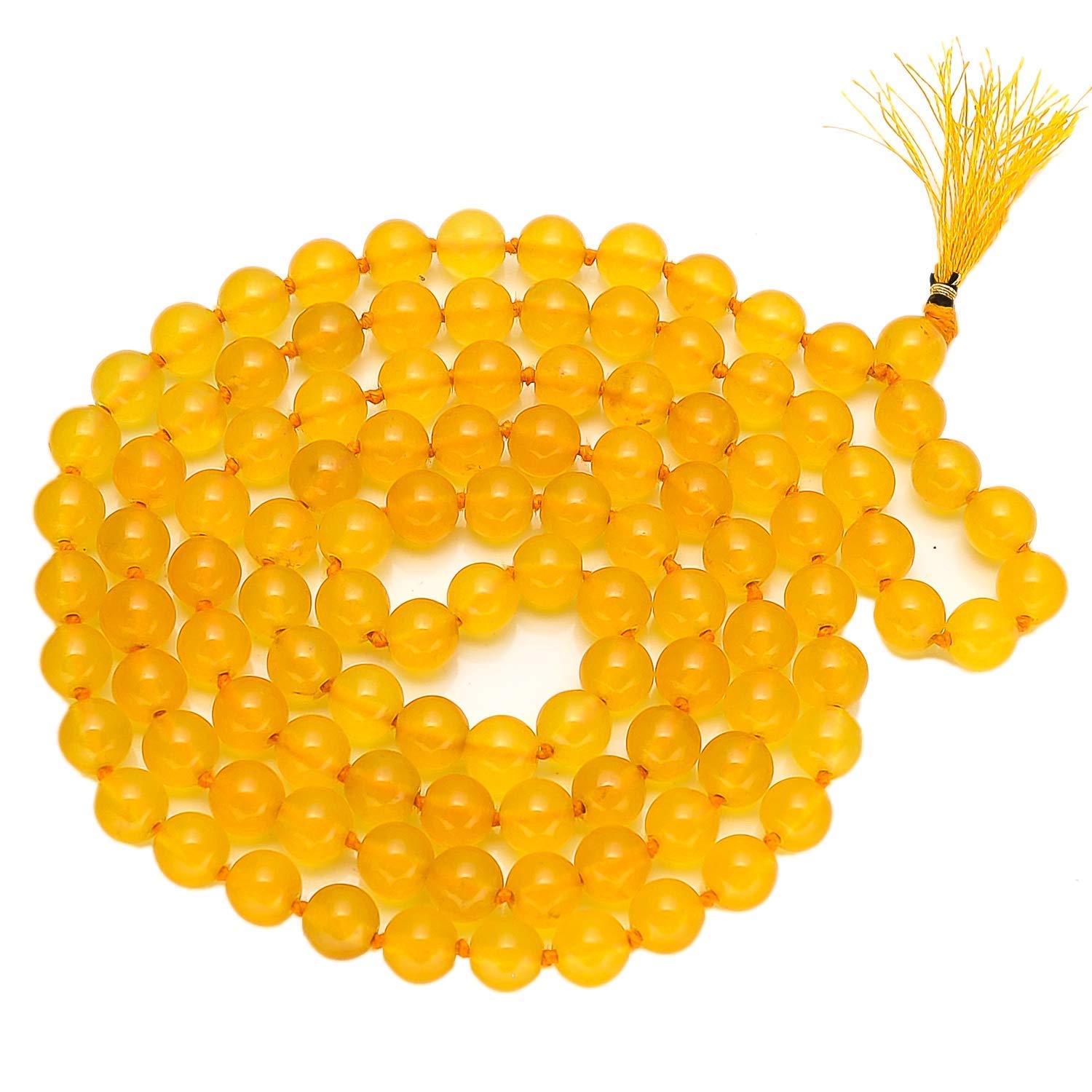 Yellow Agate Hakik Mala (Unisex) 108 +1 Beads/Pure Yellow hakik Mala for Good Luck and Prosperity from vrindavan (20 inches,Yellow Unisex)-image-18
