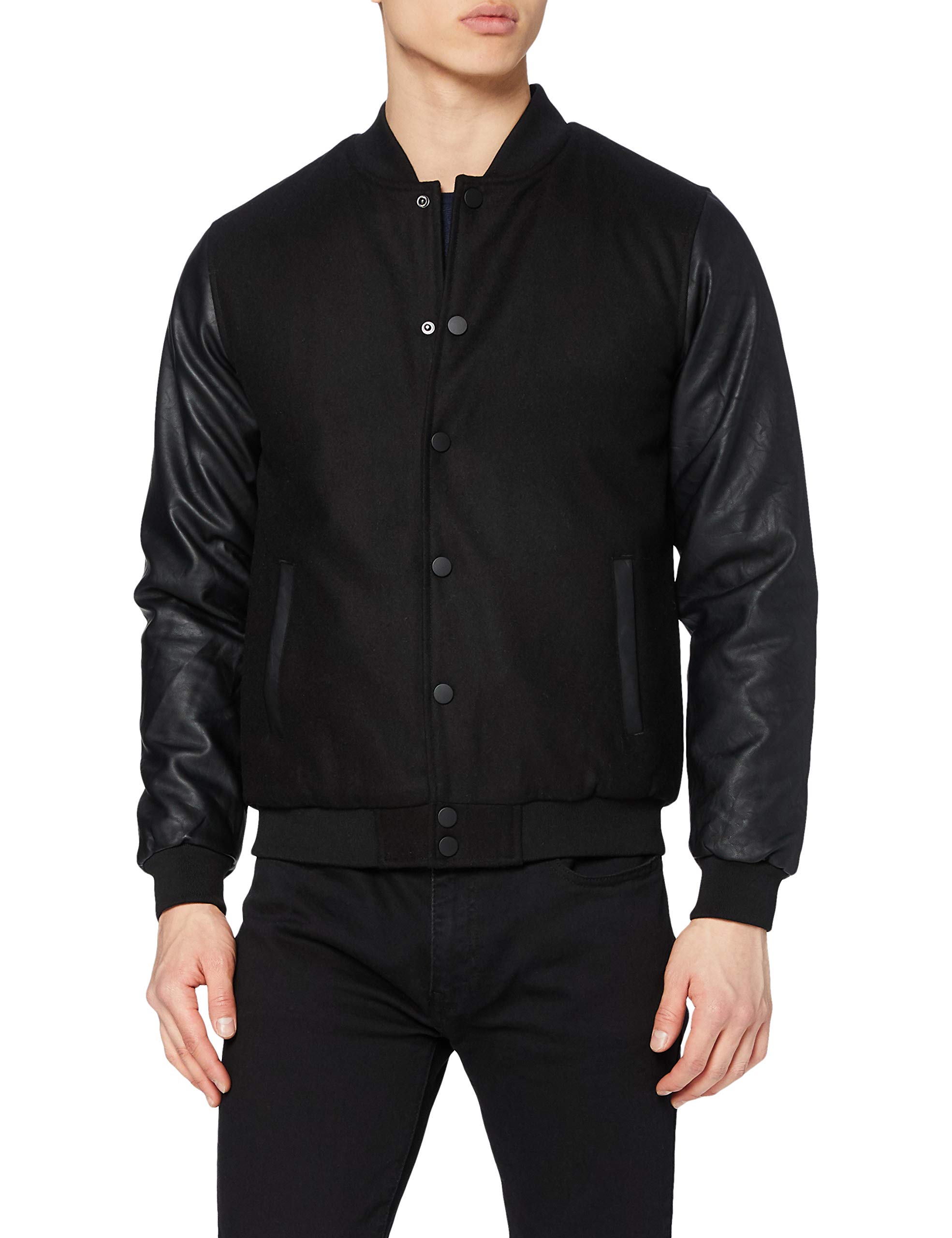 Urban Classics Men's Apparel Oldschool College Jacket blk/blk Size:L