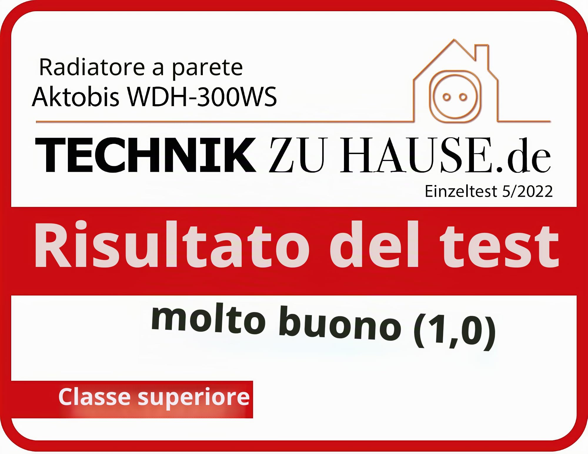 Aktobis Riscaldatore radiante a parete WDH-300WS dotato di due impostazioni di calore (1.500/3.000 W) !