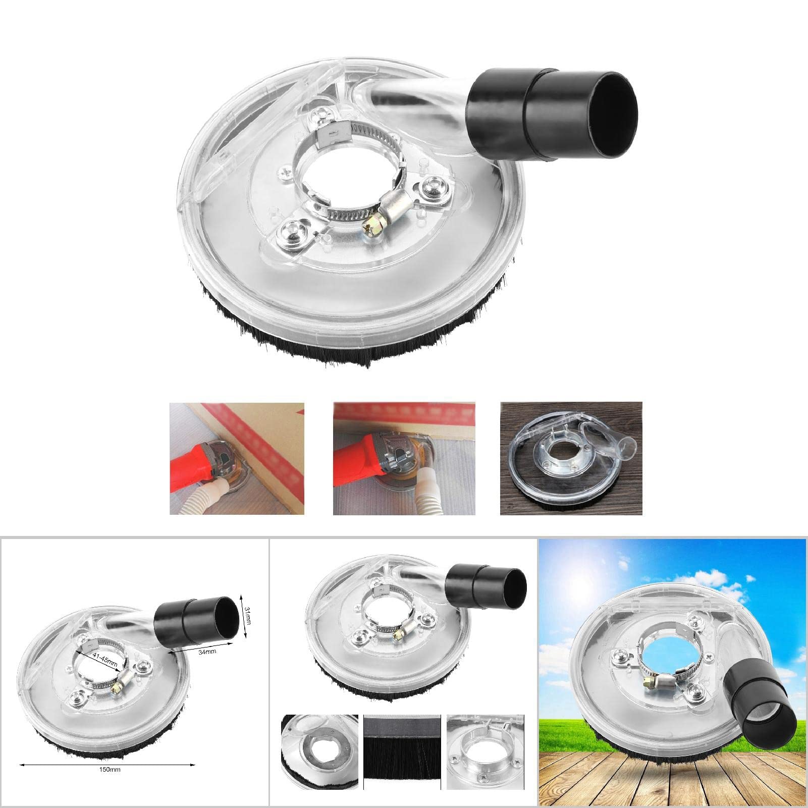 Grinding Vacuum, Dust Shroud Grinders 80-125mm Clear Vacuum Dust Shroud Dry Grinding Cover Dust Shroud Cover for Angle Grinders Hand Grinder Meat Grinders