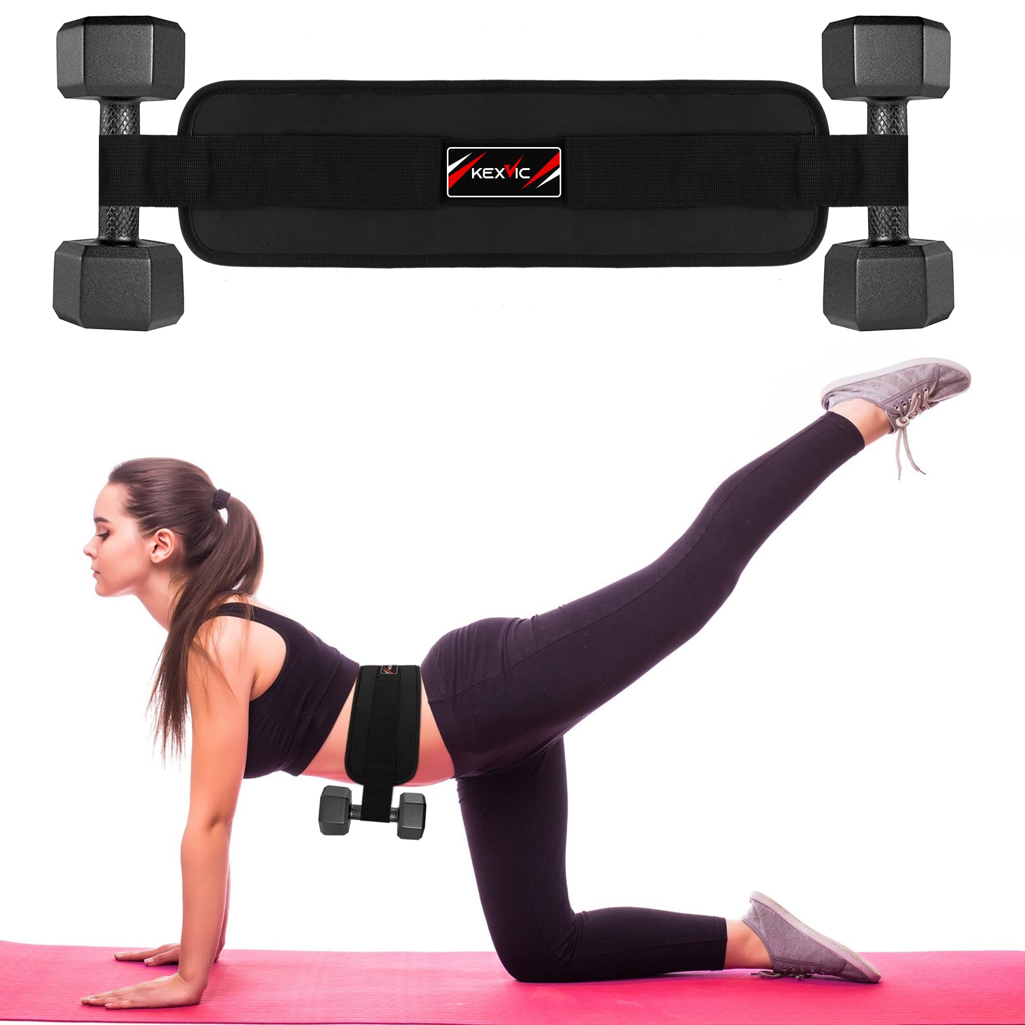 KexvicHip Thrust for Glute Trainer for Home Workouts with Extra Padding - Fully Adjustable Hip Thrust Belt for Dumbbells - Booty Builder, Glute Workout Equipment