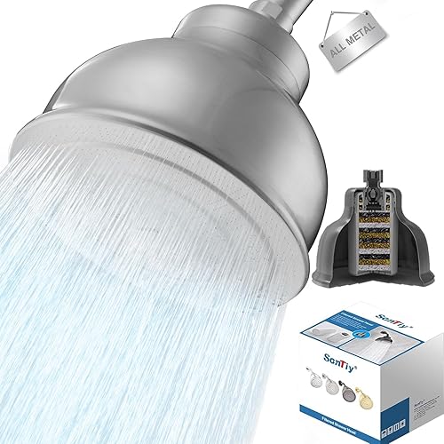 Cabezal de ducha de acero inoxidable con filtros, duradero y a prueba de óxido, cabezal de ducha filtrado con cartucho de filtro de alta capacidad