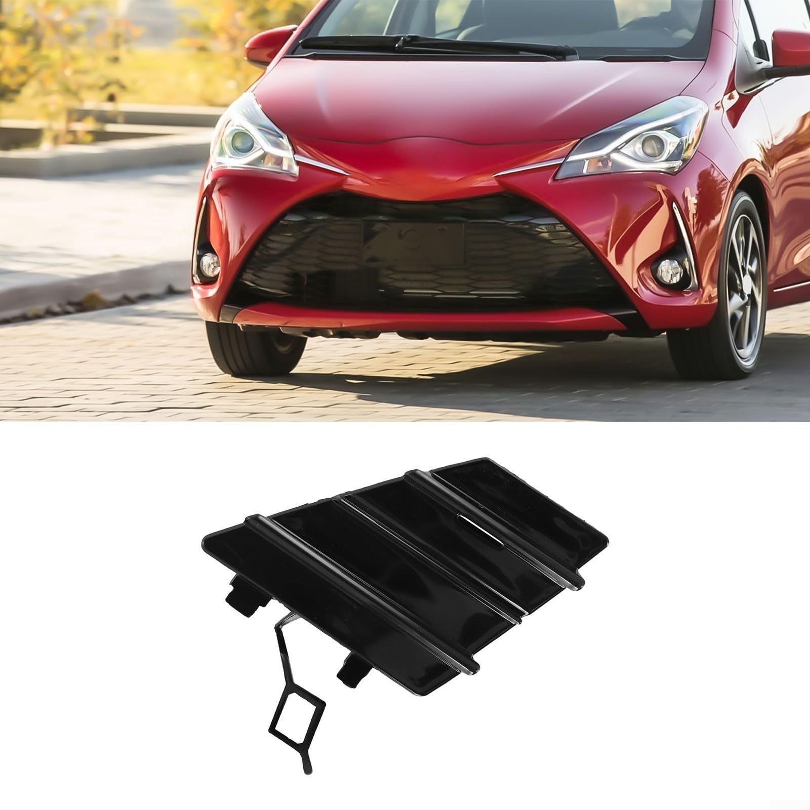 Tappo di copertura per gancio di traino anteriore per Toyota Yaris LE (2017-2019), ricambio diretto in plastica, nero, codice articolo 52127-0DB10