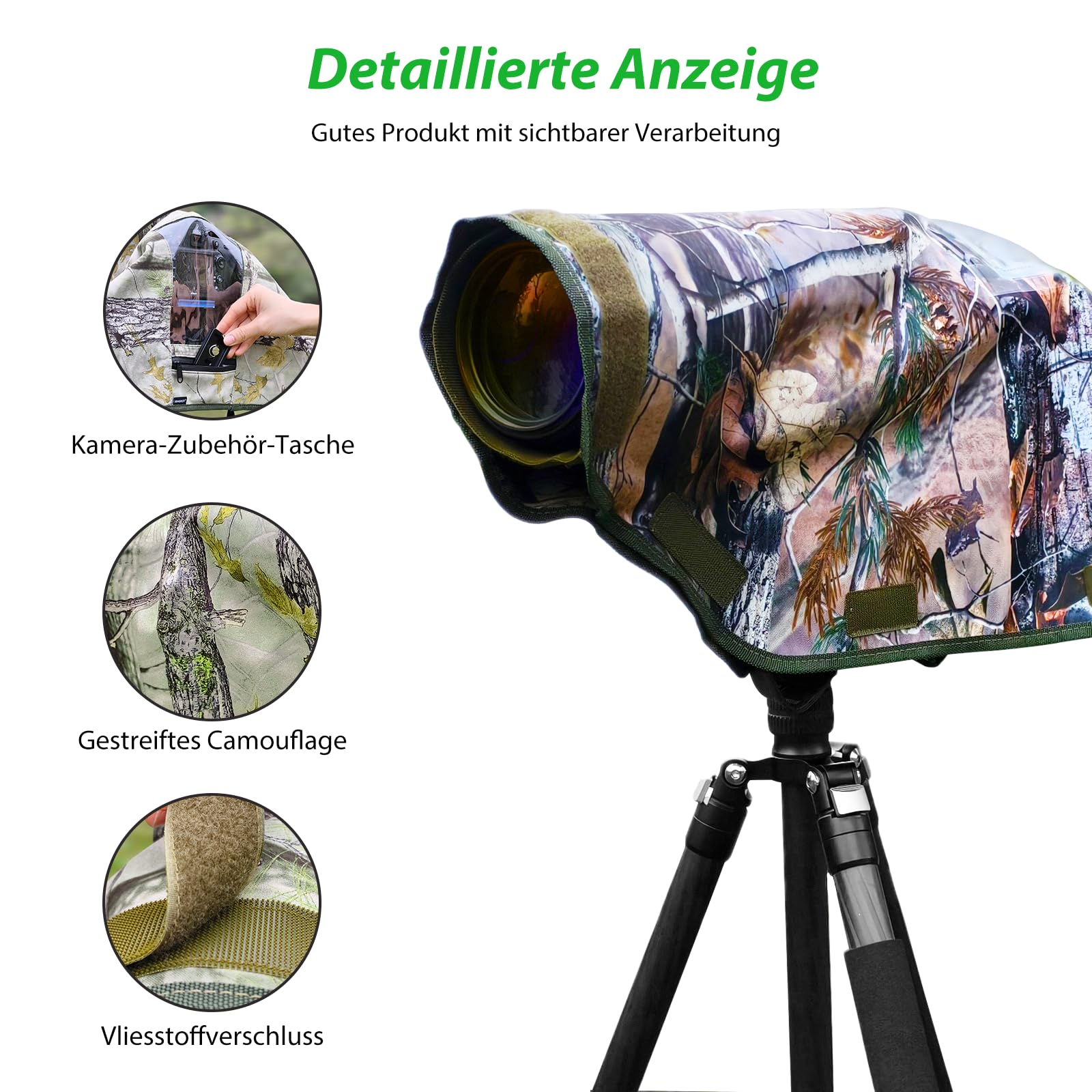 Kamera-Regenschutz mit öffnendem Sichtfenster und Tragegurt, wasserdichte Kamera-Regenmantelhülle