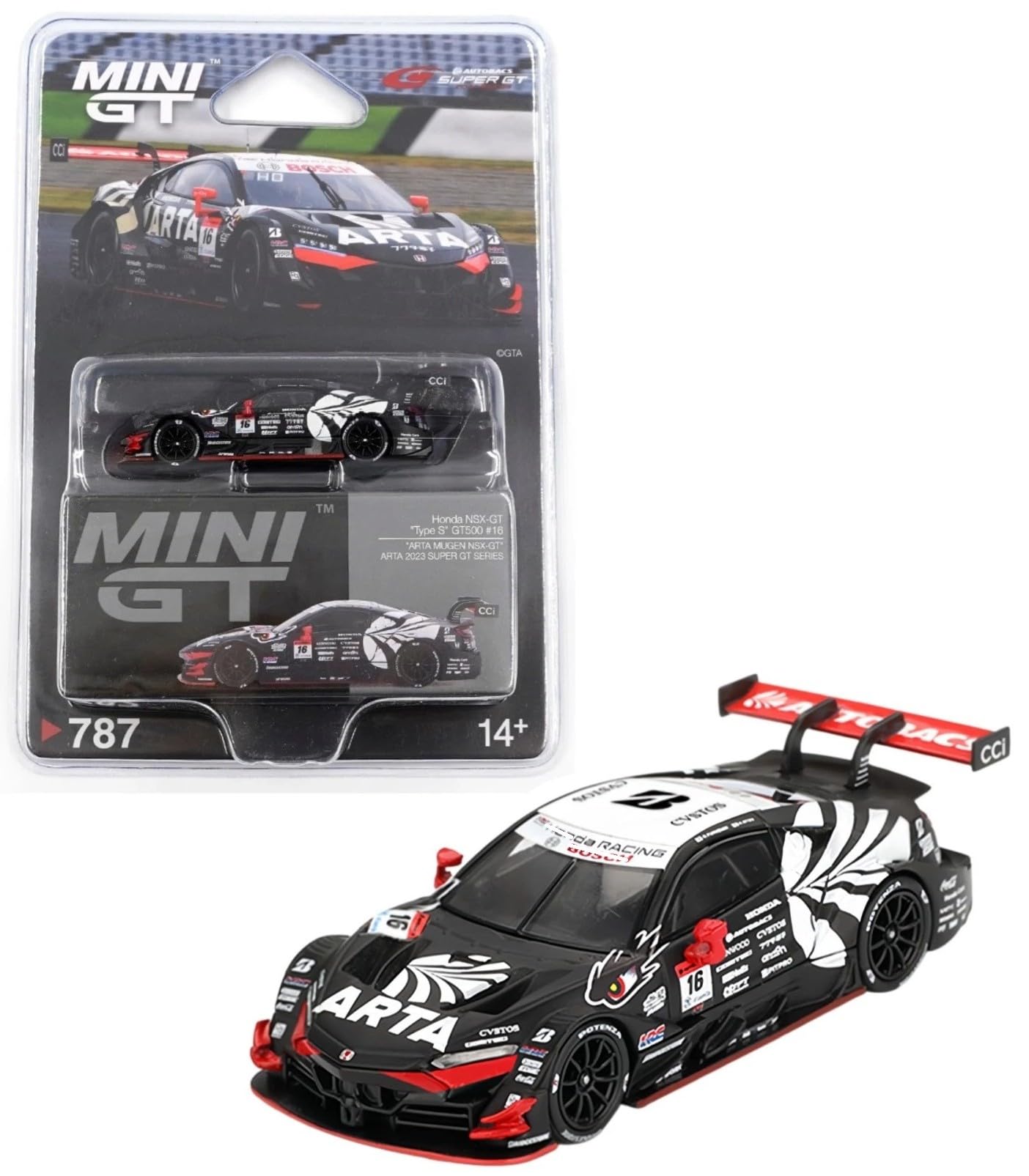 Diecast Model Car Compatible with Honda NSX-GT “Type S” GT500#16