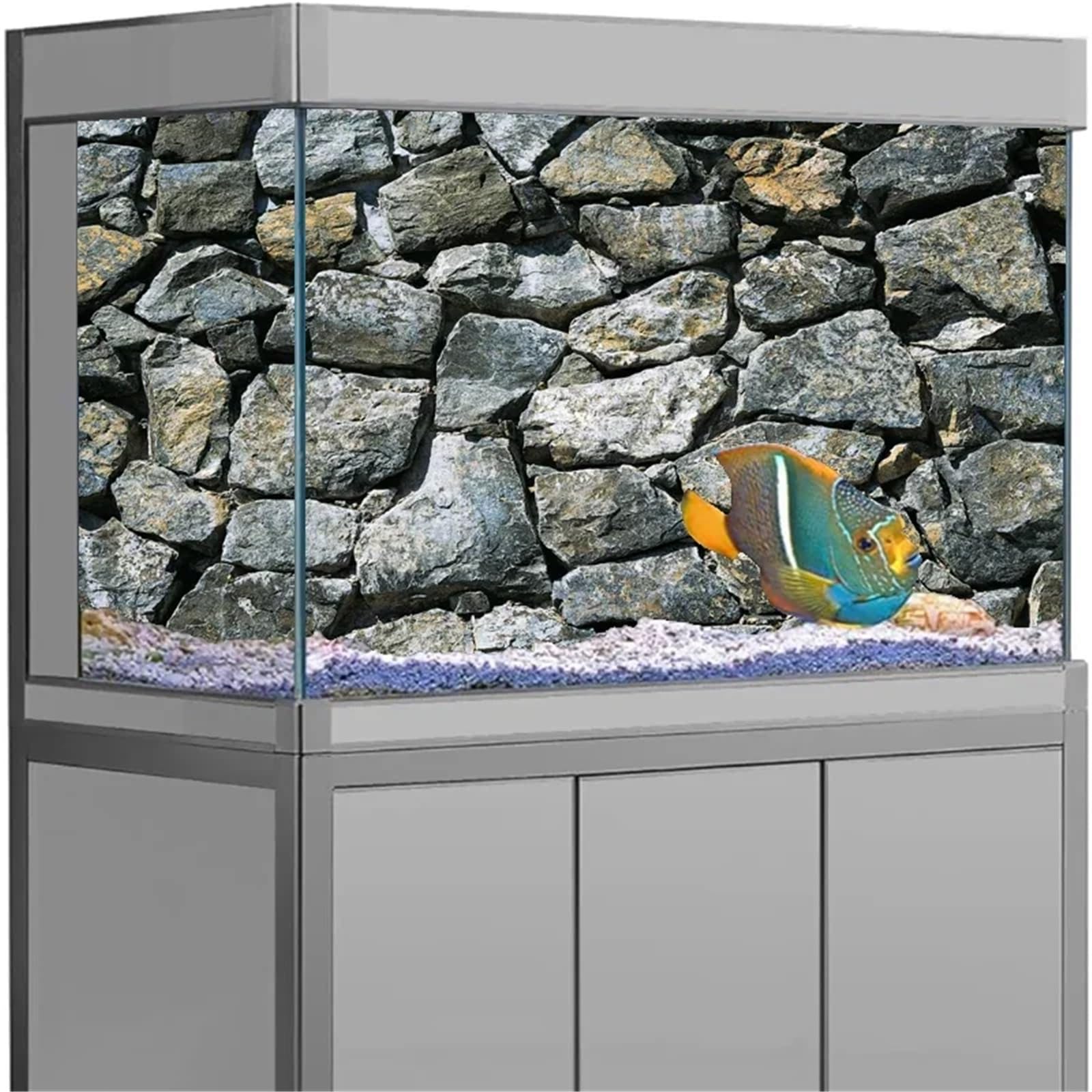 Aquarium Rückwandfolie 1 Rolle Aquarium-Hintergrundposter mit 3D-Effekt, schwarzer Stein, HD-Stein, Selbstklebender Aquarium-Hintergrund(White,40x80cm)
