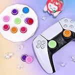 DLseego 4PCS Bouchons de poignées pour Xbox One X S PS5 PS4 PS3 PlayStation DualSense Commutateur Pro Contrôleur sans fil Deck vapeur, silicone doux anti-dérapant bouchon de bouton - rose