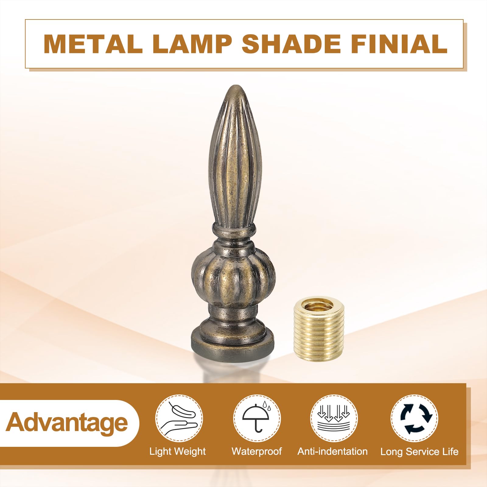PATIKIL Remate De 25x80mm 4 Piezas Remates De Lámpara Tapones Perilla Roscados M10x1mm Aleación Sólida Decoración De Remate Para Lámparas De Mesa O De Pie Bronce