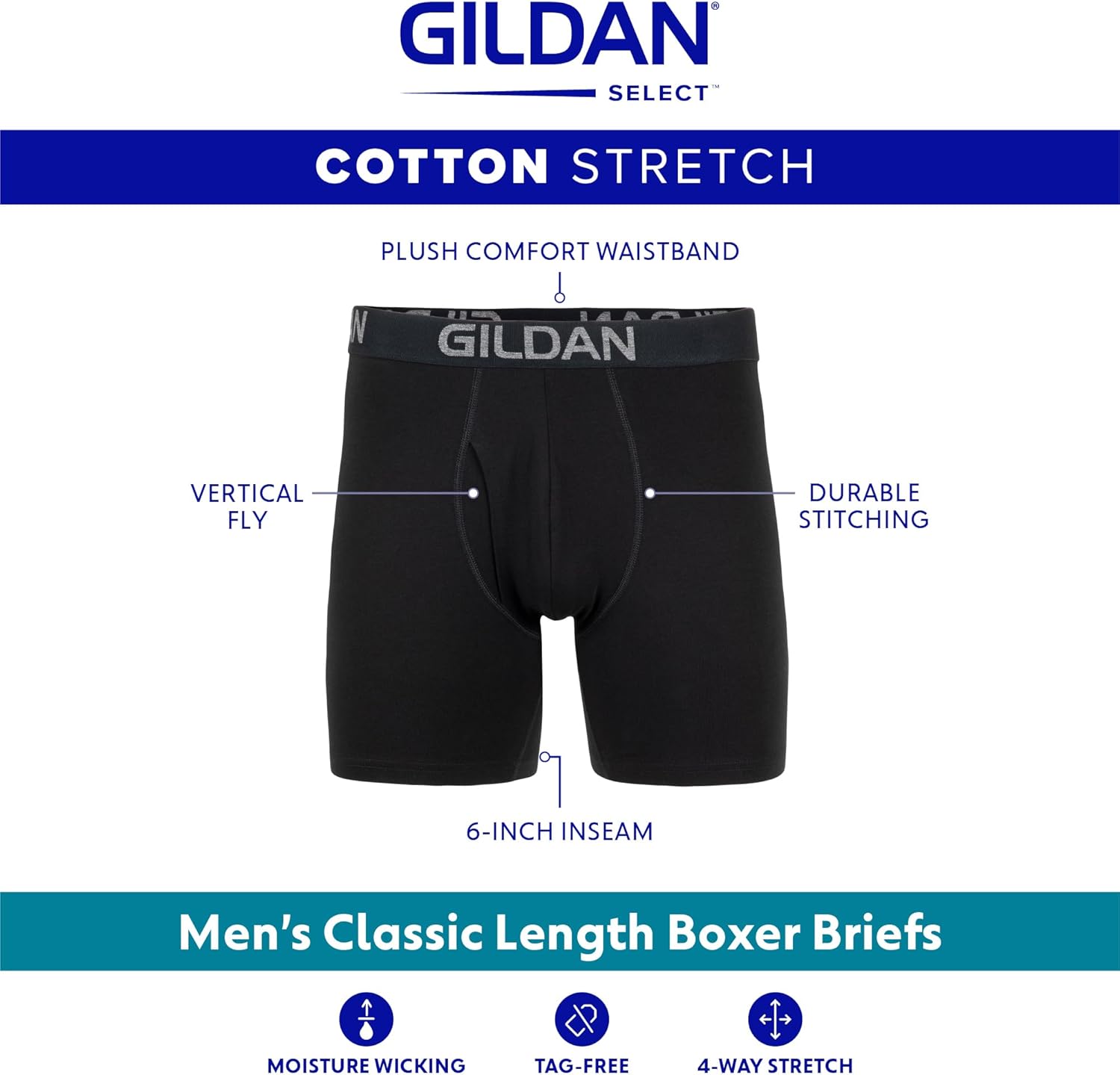 Gildan Men's Underwear Cotton Stretch Boxer Briefs, Multipack - Image 3