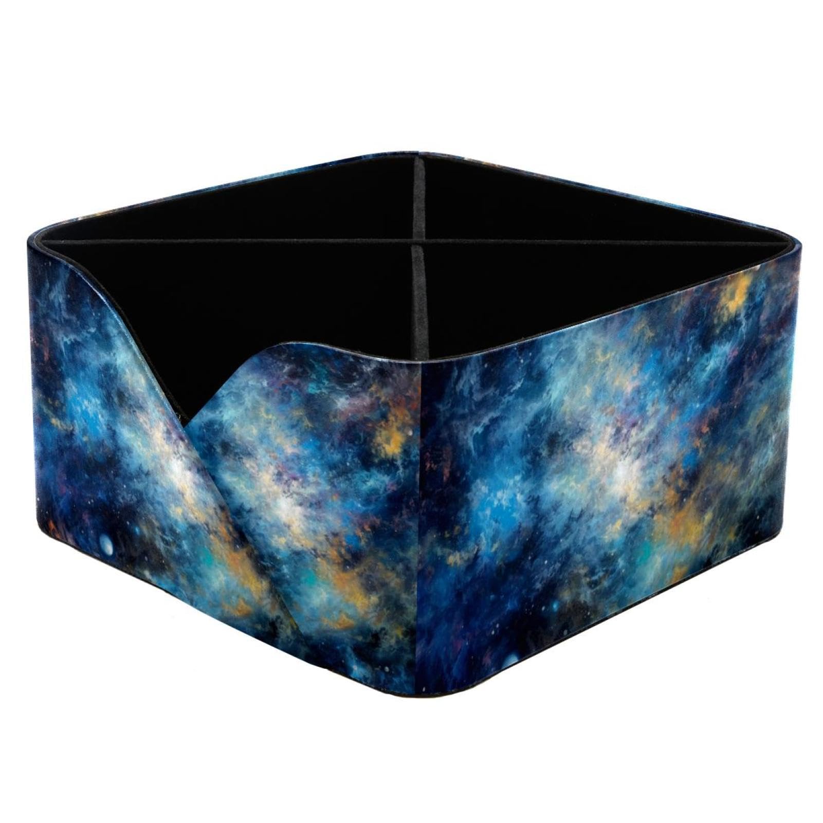 Porte-stylos rectangulaire galaxie bleue avec double compartiment de bureau