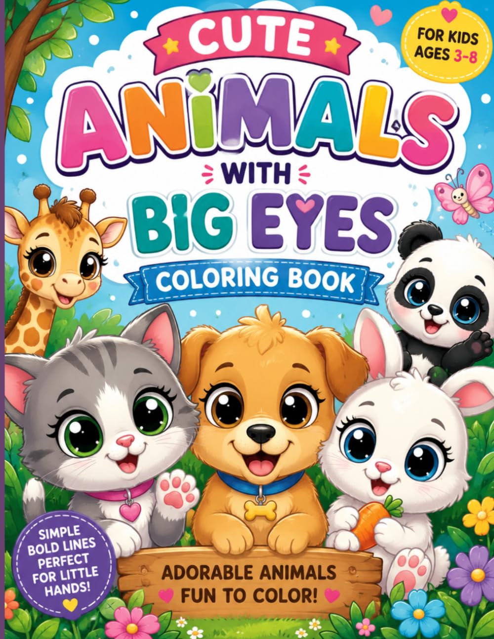 Cute Animals with Big Eyes Colouring Book