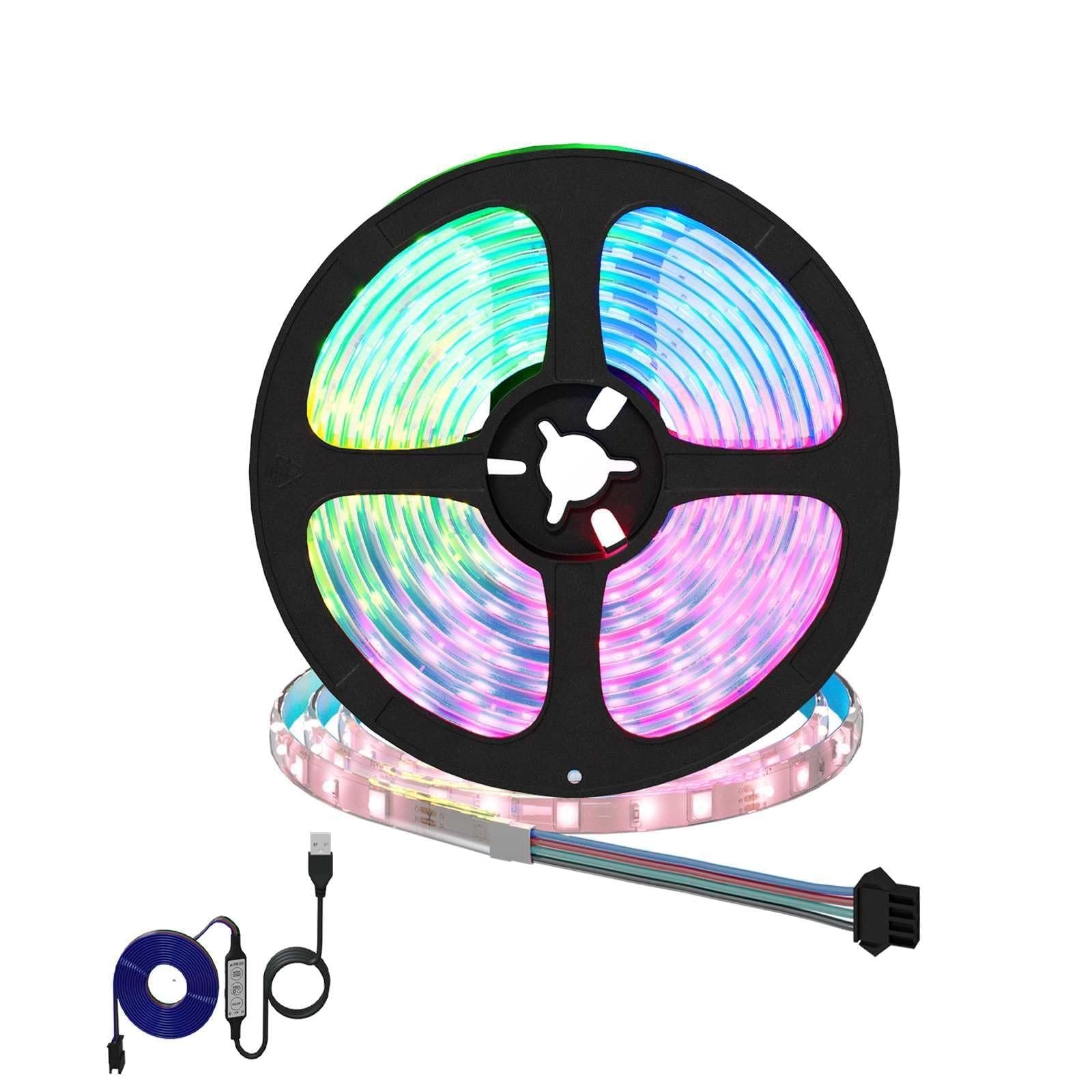 LED Streifen 2 Stück Schwarz und Transparent 4700 mm, Innenbeleuchtung mit USB Stromversorgung, flexible Lichterkette für Wohnzimmer, Party, Weihnachten und romantische Deko