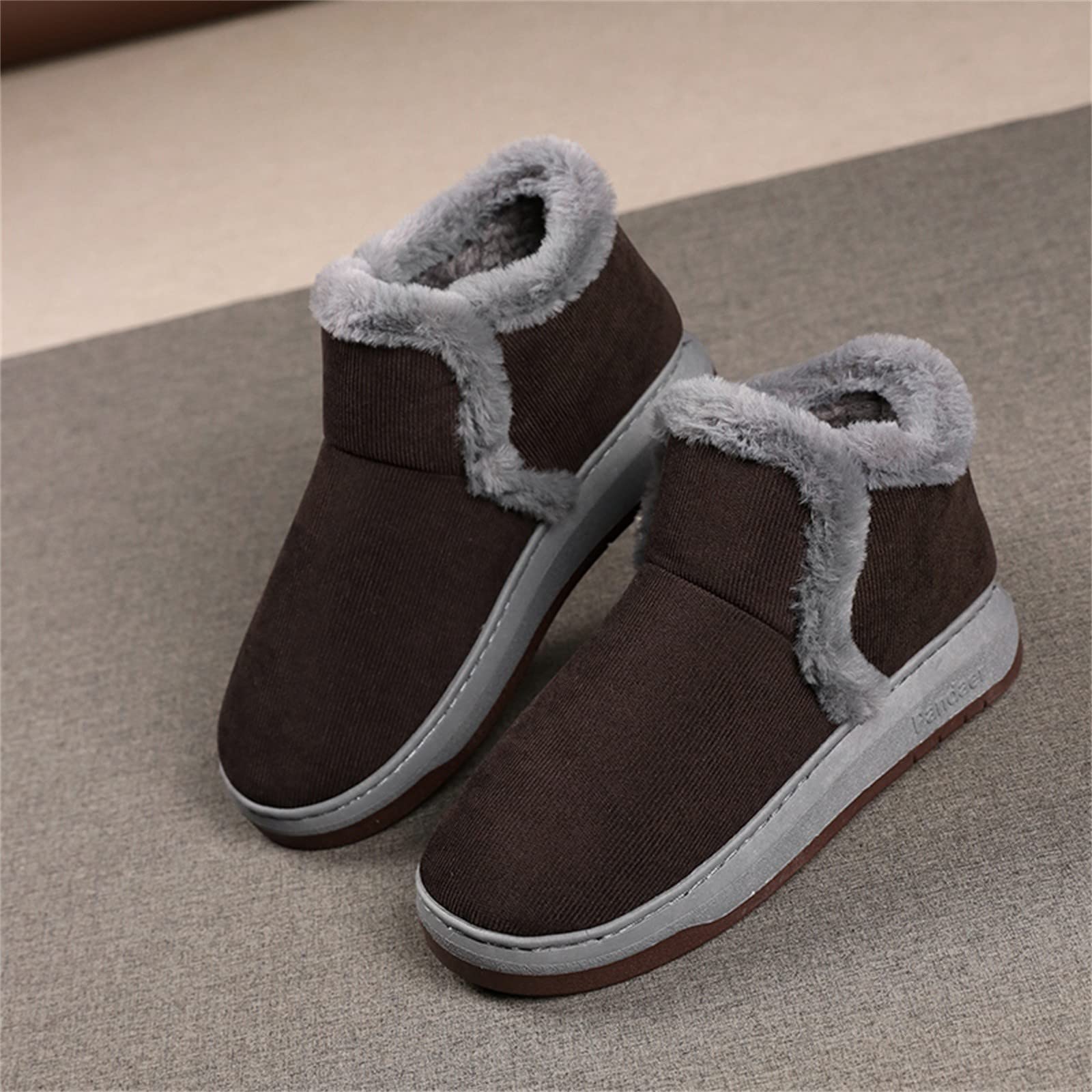Zapatillas de estar por casa para hombre impermeables | Zapatos térmicos cómodos zapatos planos con forro cálido | Botas de algodón de felpa de ante botas de invierno | Zapatos de invierno para