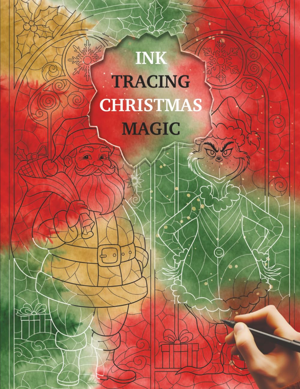 Ink Tracing Christmas Magic: A Reverse Coloring and Line Tracing Book Inspired by Elegant Stained Glass Patterns