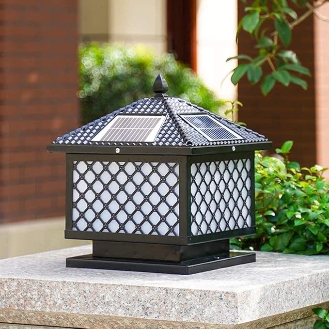 QTYQWC Buiten Wall Lights European Antique External Patio Streetlight Solar Post Cap Licht Retro vierkante pilaarlamp Outdoor Garden LED Waterdicht Dek Hek Licht Aluminium Dekspadwa photo 2