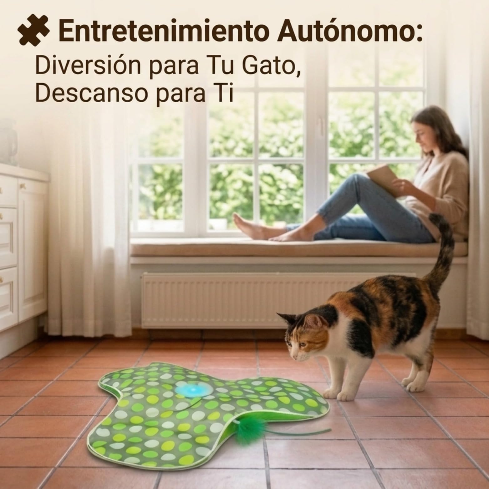 Kory Juguete Interactivo Gato con Manta de Escondite - Juguetes para Gatos Recargable USB con 3 Modos de Velocidad - Juguete Gato Interactivo y Sensor Táctil - Cat Toys con Plumas Móviles Ocultas