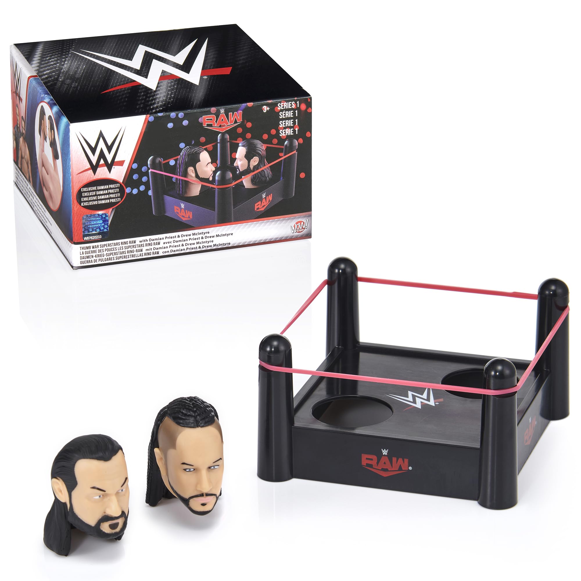WWE: Thumb War: Superstars Ring Raw - Drew McIntyre VS Damian Priest, 1.5" Wrestling Characters, Competitive Arena Battle, Novelty Toy, Fans Ages 3+