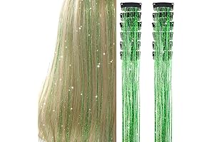 Dazzling Green Tinsel Wig: Enchanting Hair Accessory for Festive Occasions