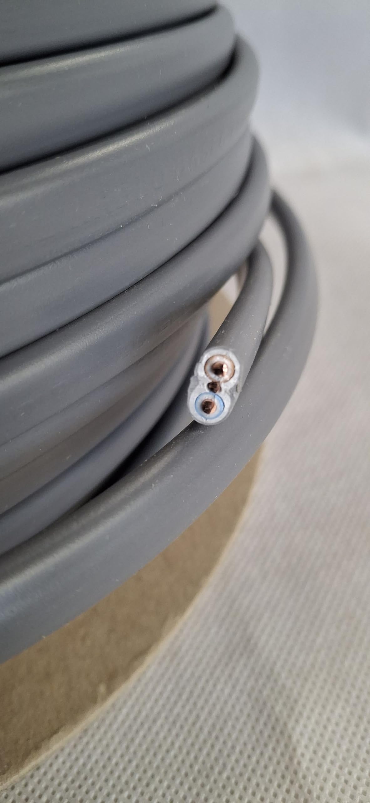 Ali'S DIY - Pełna rolka 6242Y szary płaski kabel elektryczny podwójny i uziemiony, konfigurowalne długości cięcia