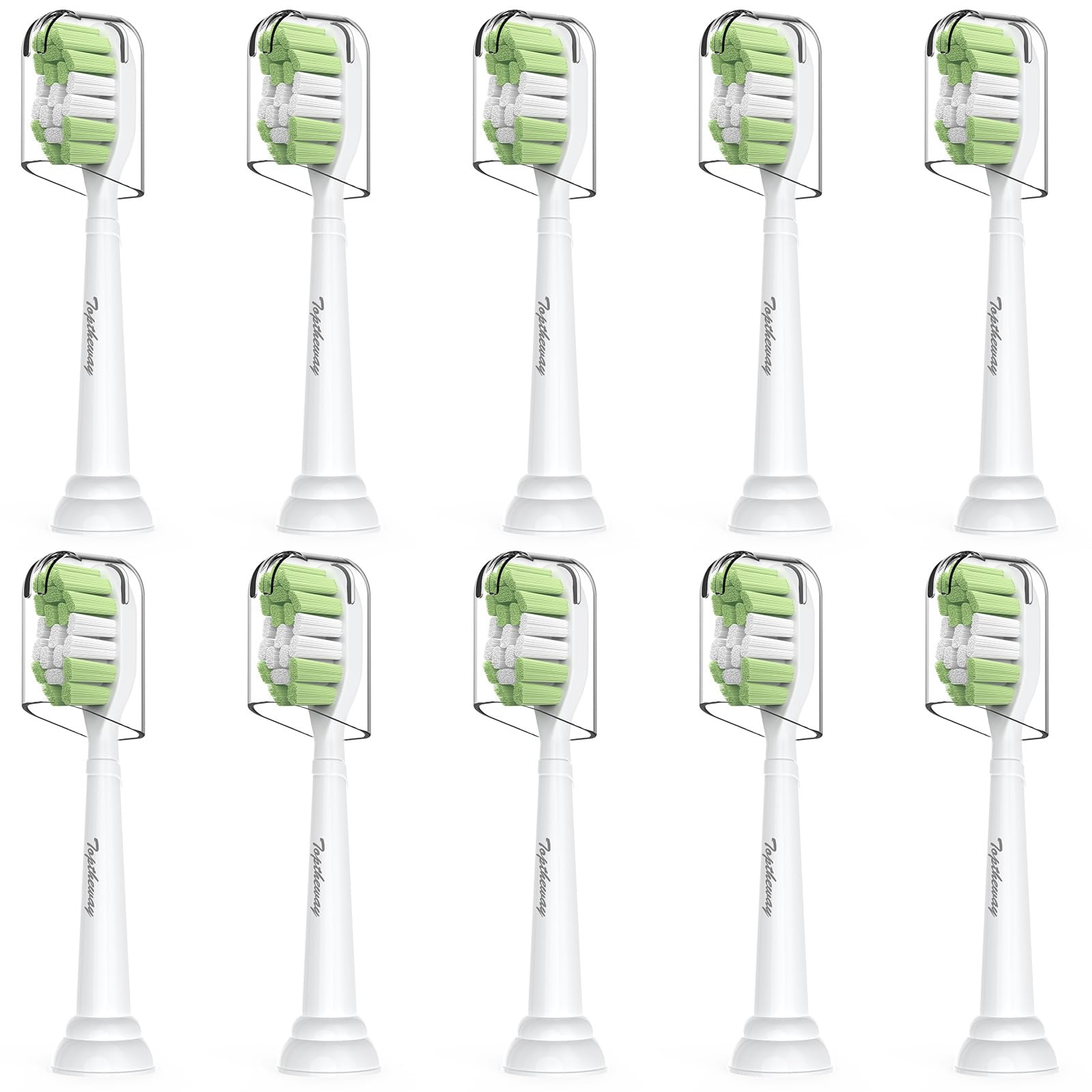 Photo 1 of Toptheway Toothbrush Replacement Heads Compatible with Philips Sonicare C1 C2, Plaque Control Electric Toothbrush Head for ProtectiveClean 4100 5100 5300, 10 Pack