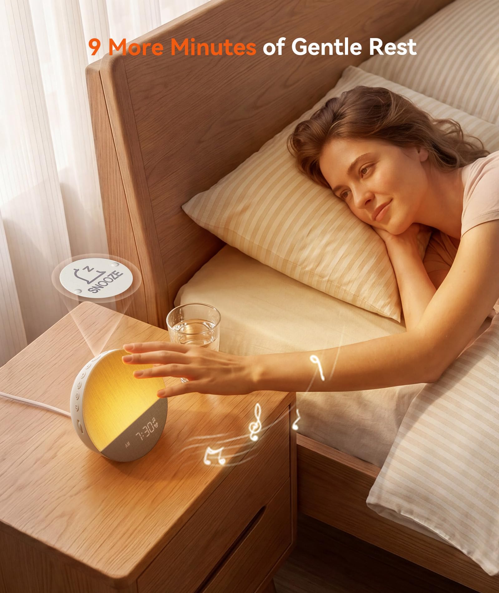 Dreamegg Sunrise 1 Despertador Luz Amanecer Máquina de Ruido Blanco con 29 Sonidos Calmantes, Rutinas de Sueño Personalizables, Luz de Noche Regulable, Despertador de Luz Dormitorios, Adultos, Niños