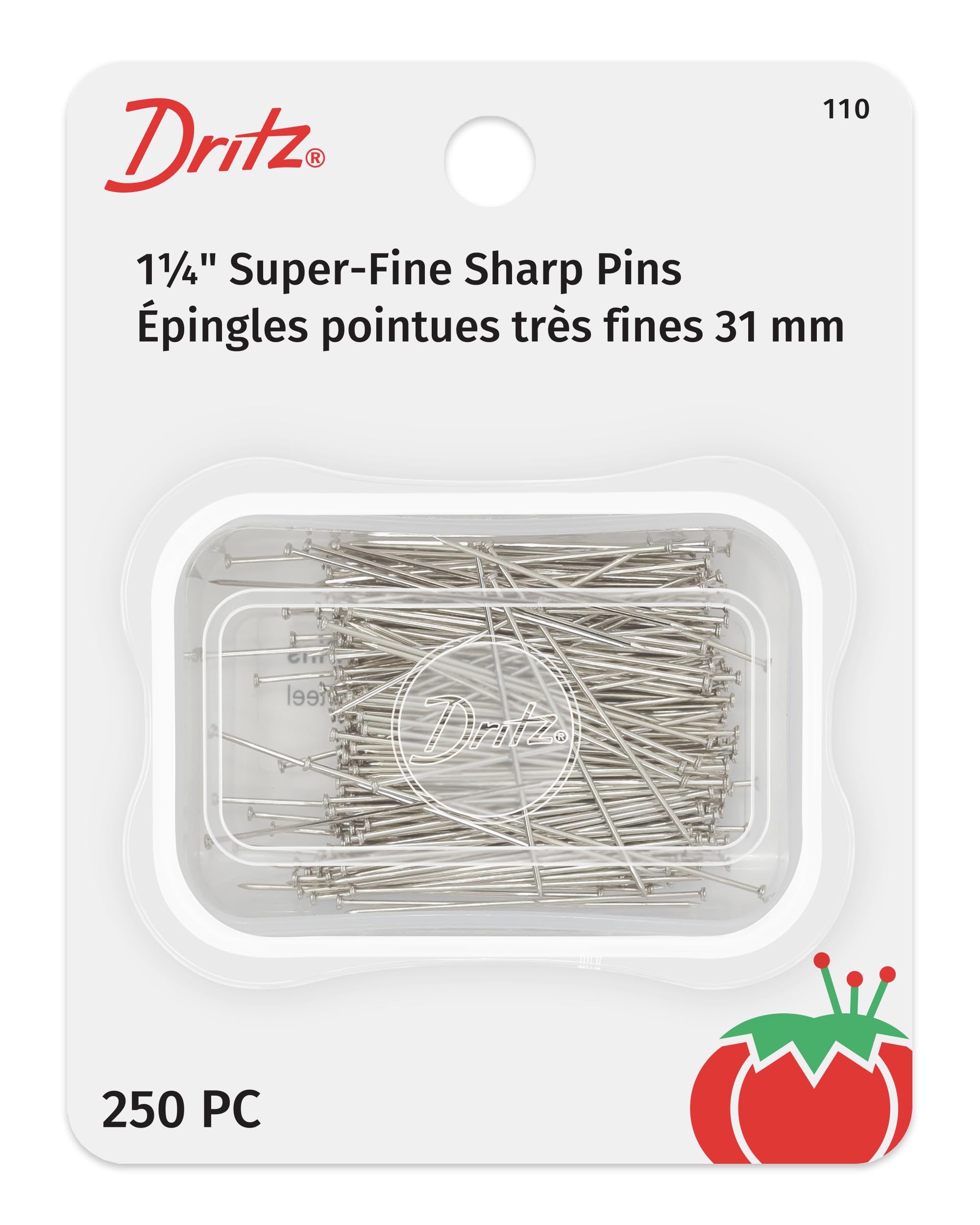 Dritz 110 Sharps Pins, 1-1/4-Inch (250-Count)