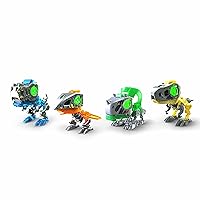 Silverlit YCOO Pack 4 Robots Dinosaure à Construire 9cm, Effets Sonores Et Lumineux