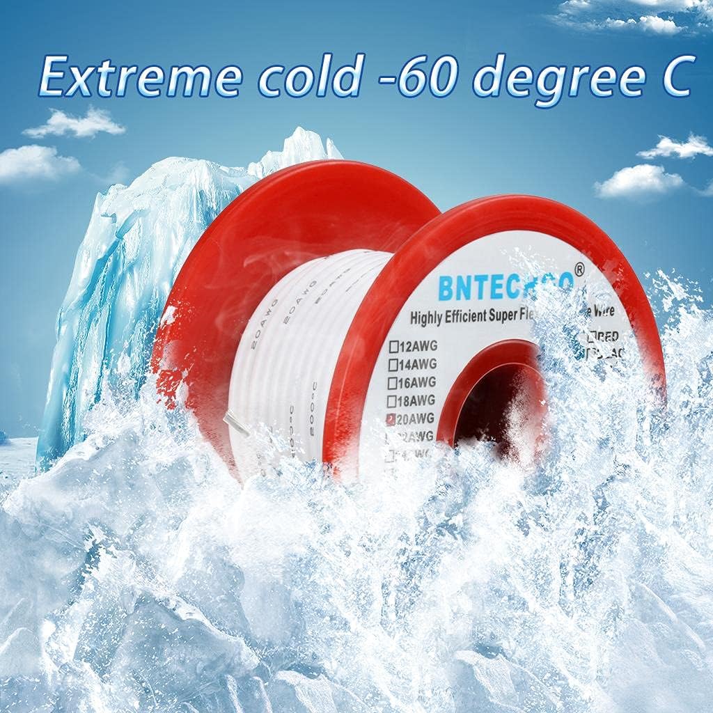 BNTECHGO 20 Gauge Silicone Wire Spool 50 ft White Flexible 20 AWG Stranded Tinned Copper Wire - Image 4