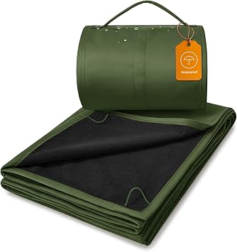 BEDELITE Waterproof Packable Lightweight Camping Blanket | 315GSM fabric,polar fleece,2.75lb,55*80 twin,wearable,for camping stadium outdoor events,OEKO-TEX,machine washable,green