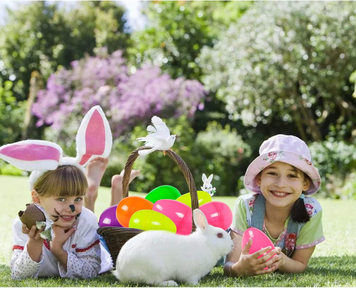 HOOJO 20 Pcs Plastic Easter Eggs 5.9 Inch Tall plastic eggs fillable with 6 Colors for Easter Egg Hunt, Basket Stuffers Fillers, Classroom Prize Supplies, Filling Treats and Party Favor