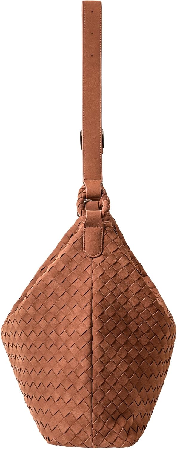Suede Woven Hobo Bag, Oversized Suede Bag, Woven Tote Purses for Women, Large Crossbody Shoulder Slouchy Handbag