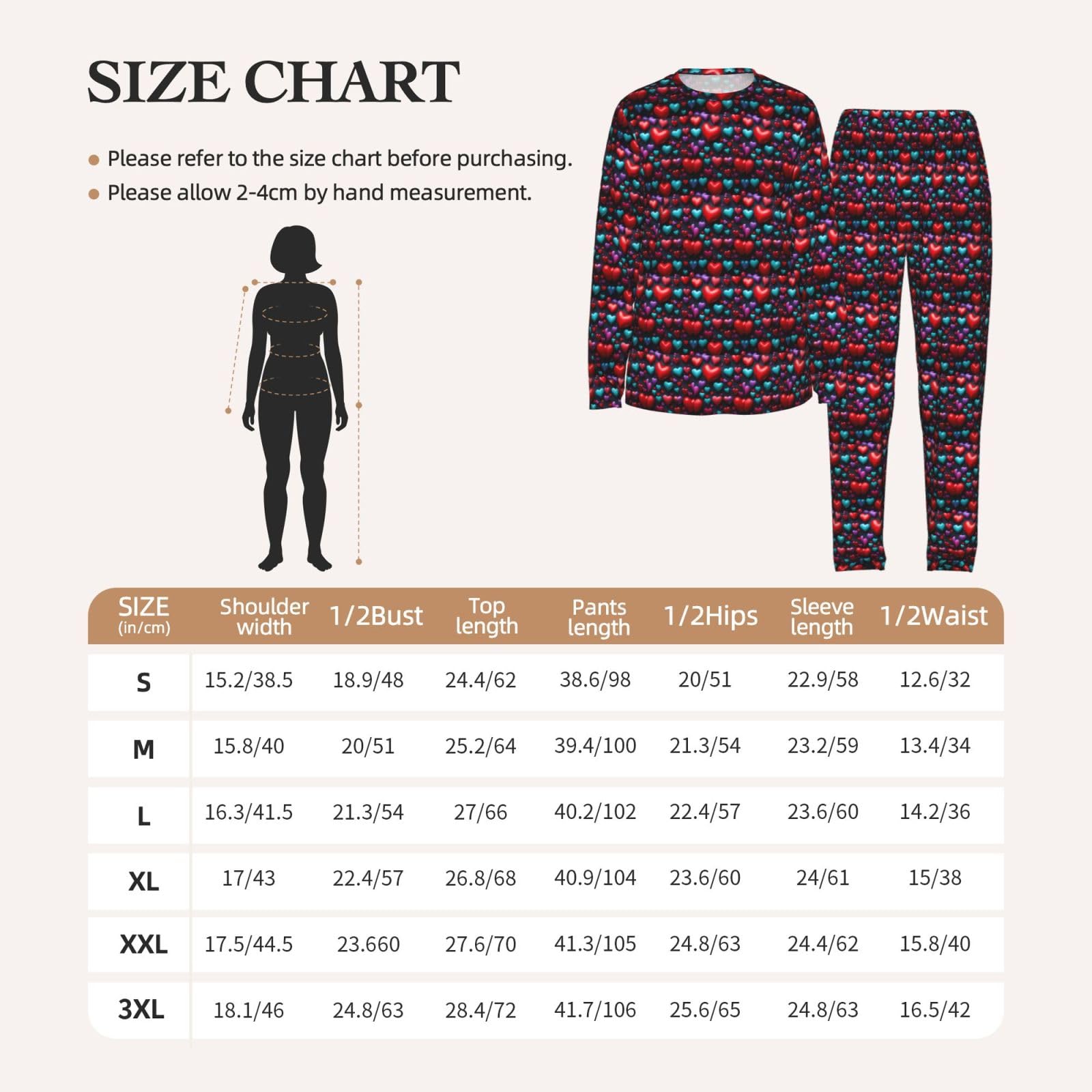 Romantico Cuore Rosso Stampa Delle Donne Maniche Lunghe Pigiama Set Morbido Confortevole Lounge Elastico Sleepwear