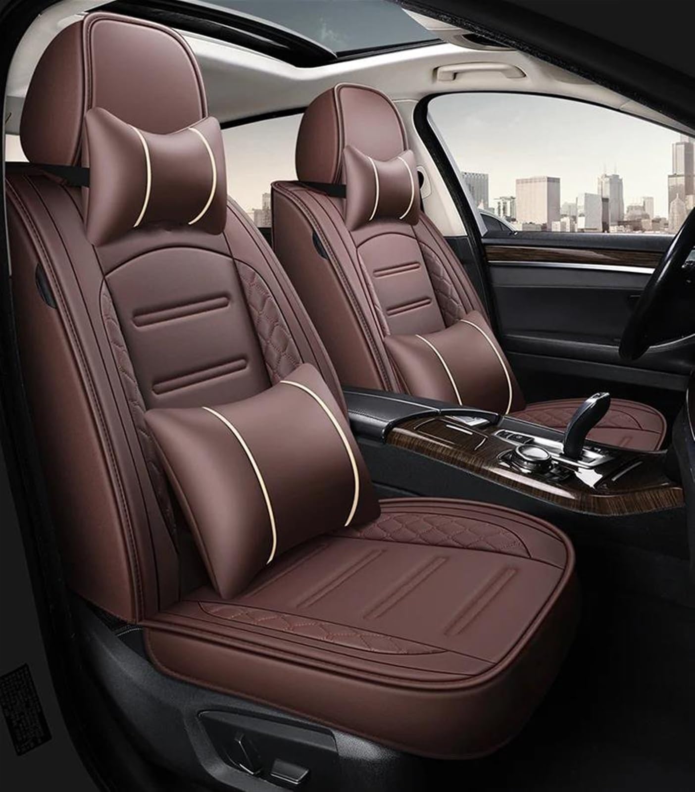 Housse de siège en cuir PU luxe café pour Nissan Juke et X-Trail