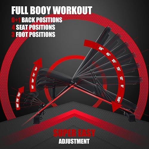 Miniatura 4 de Banco de pesas ajustable para entrenamiento de fuerza, banco de entrenamiento plegable, juego de banco inclinado para gimnasio en casa,