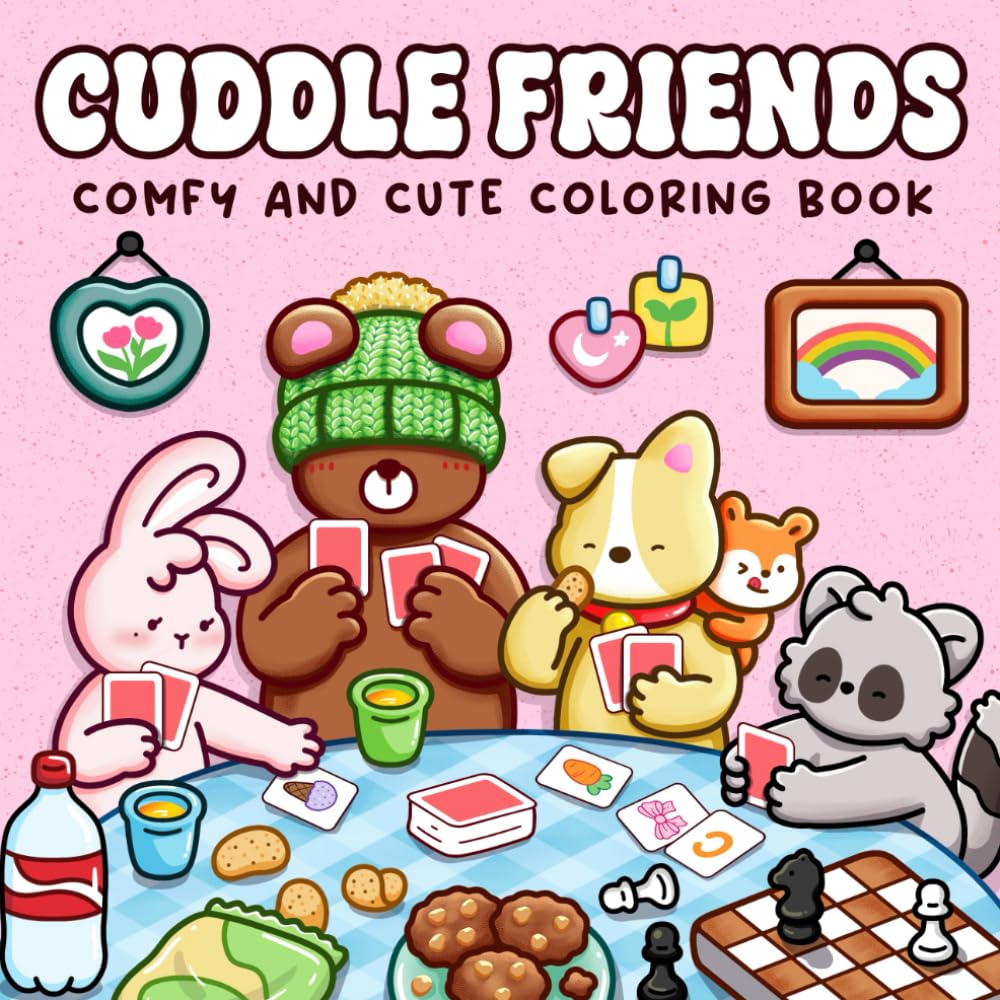 Cuddle Friends: Comfy and Cute Coloring Book for Adults and Teens Featuring Adorable Animal Friends in Soft and Cozy Moments for Relaxation