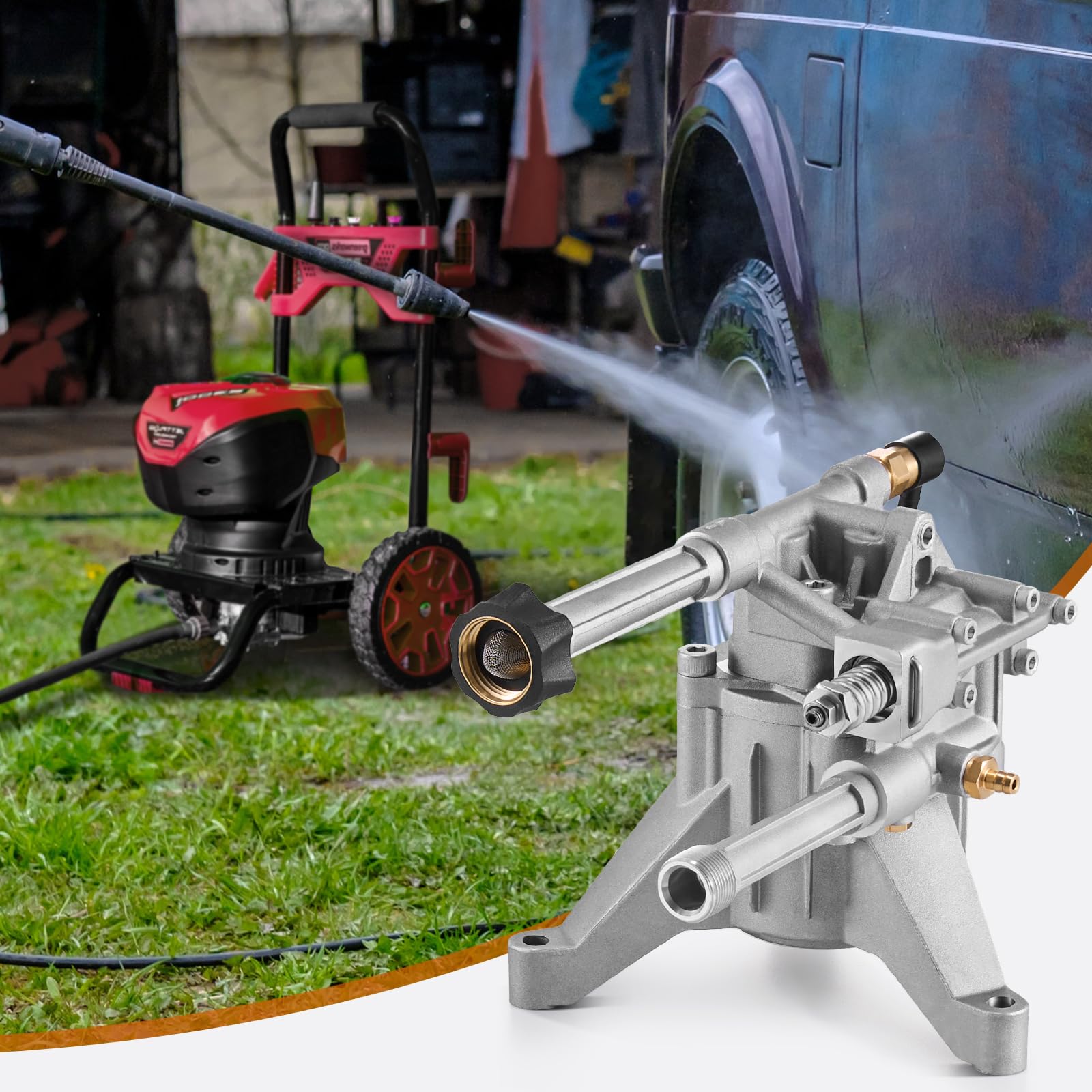 VEVOR Bomba para Hidrolavadora con Eje Vertical de 22,2mm 3100 PSI 2,5 GPM, Kit de Repuesto para Hidrolavadora con 5 Boquillas, Herrajes y Tubo de Sifón, Compatible con Honda, Troy Bilt, PowerStroke