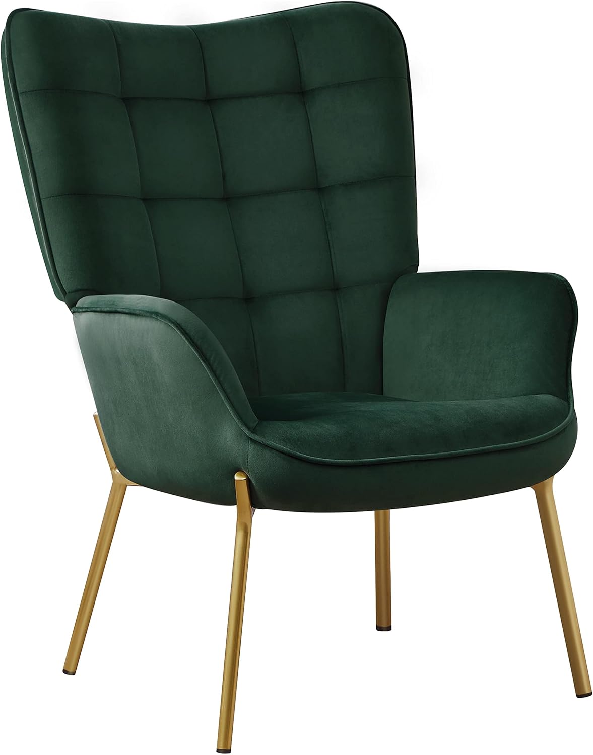 Yaheetech Velvet Armchair, Modern Accent Chair High Back, Living Room Chairs with Golden Metal
