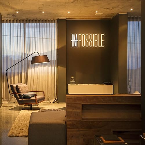 Miniatura 3 de IMPOSSIBLE - Letrero LED de neón para decoración de pared, con cita motivacional, luces de neón LED para decoración de fiesta, interruptor