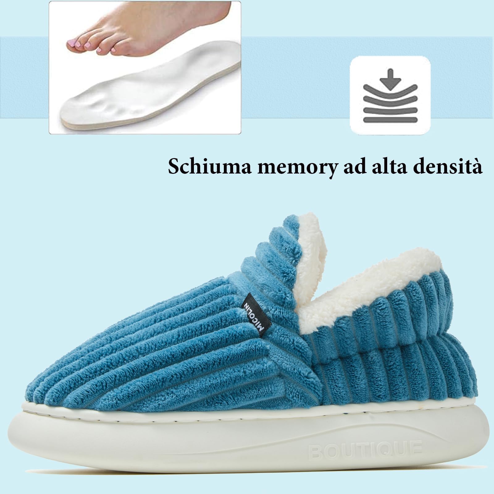 Coswind Pantofole Donna Uomo Invernali Ciabatte Calde Chiuse Peluche with Memory Foam Pelose Eleganti Comode Morbide Antiscivolo