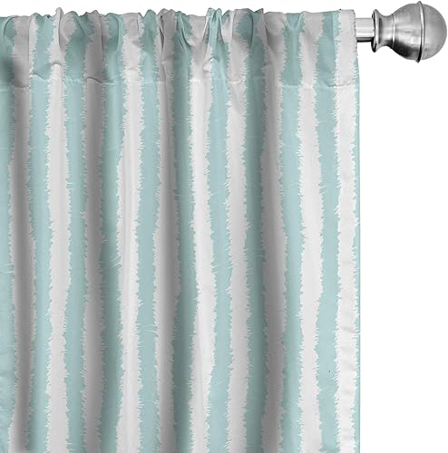 Miniatura 24 de Ambesonne Cortinas de ventana azul marino, patrón tradicional Ikat estilo retro, composición inspirada en damasco, decoración ligera, juego de 2
