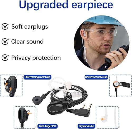 Miniatura 7 de Walkie Talkies de largo alcance para adultos, walkie talkies recargables con auricular, radio bidireccional, radio de 2 vías, frecuencia de copia