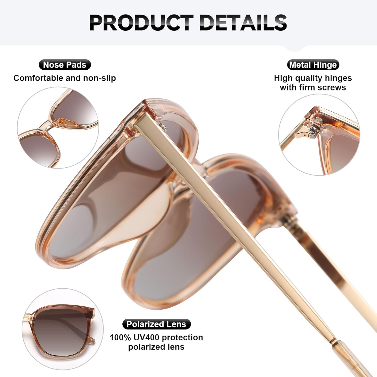 HAOLOTA Polarized Sunglasses for Women UV Protection Oversized Cat Eye Lightweight Trendy Shades - Image 4