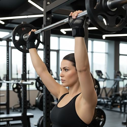 Miniatura 5 de Guantes de entrenamiento para hombres y mujeres, transpirables, sin dedos, con soporte para muñeca, protección completa de la palma y agarre extra