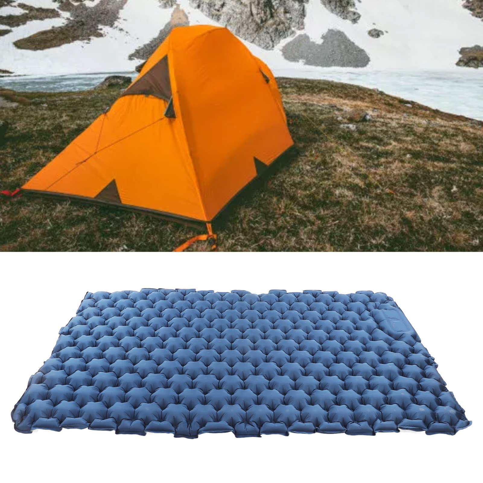 Keenso Portable Outdoor Air Mattress Double Inflatable Camping Mat Car Camping Sleeping Pad Navy Blue