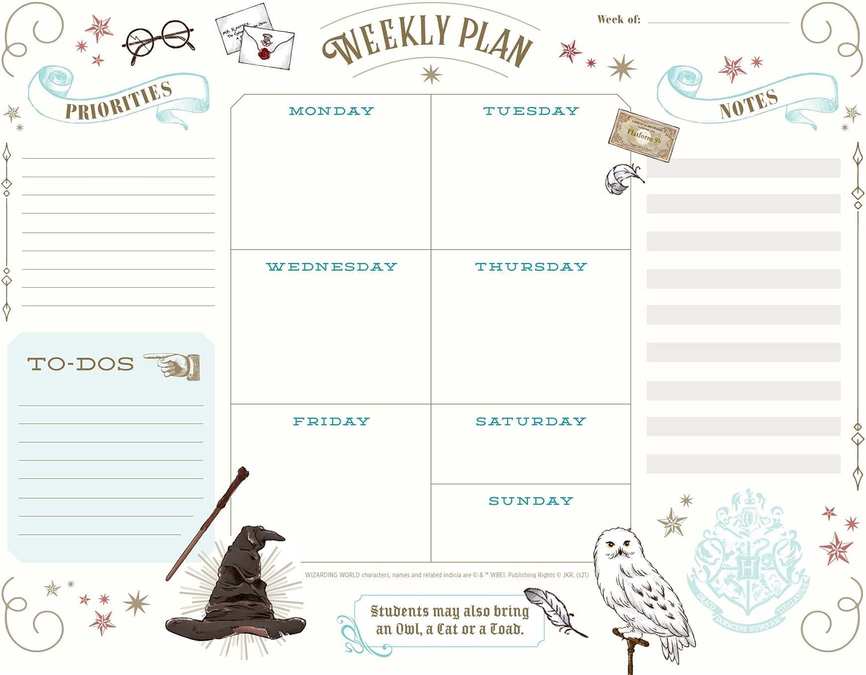 Harry Potter Weekly Planner Notepad
