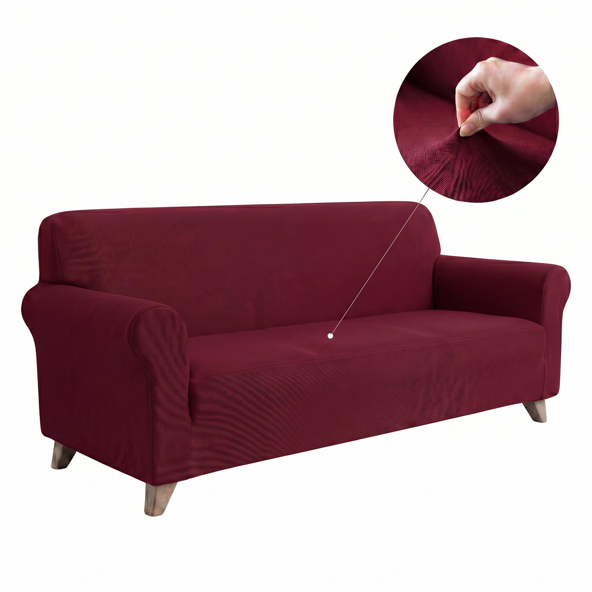 MB HOME BASIC Pokrowiec na sofę Dahlia, Bordowy, 3 Miejsca